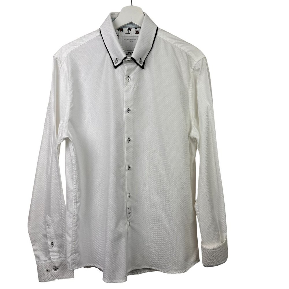 Denim And Flower Ricky Singh Shirt Mens Medium 40 White Long Sleeve Button Front